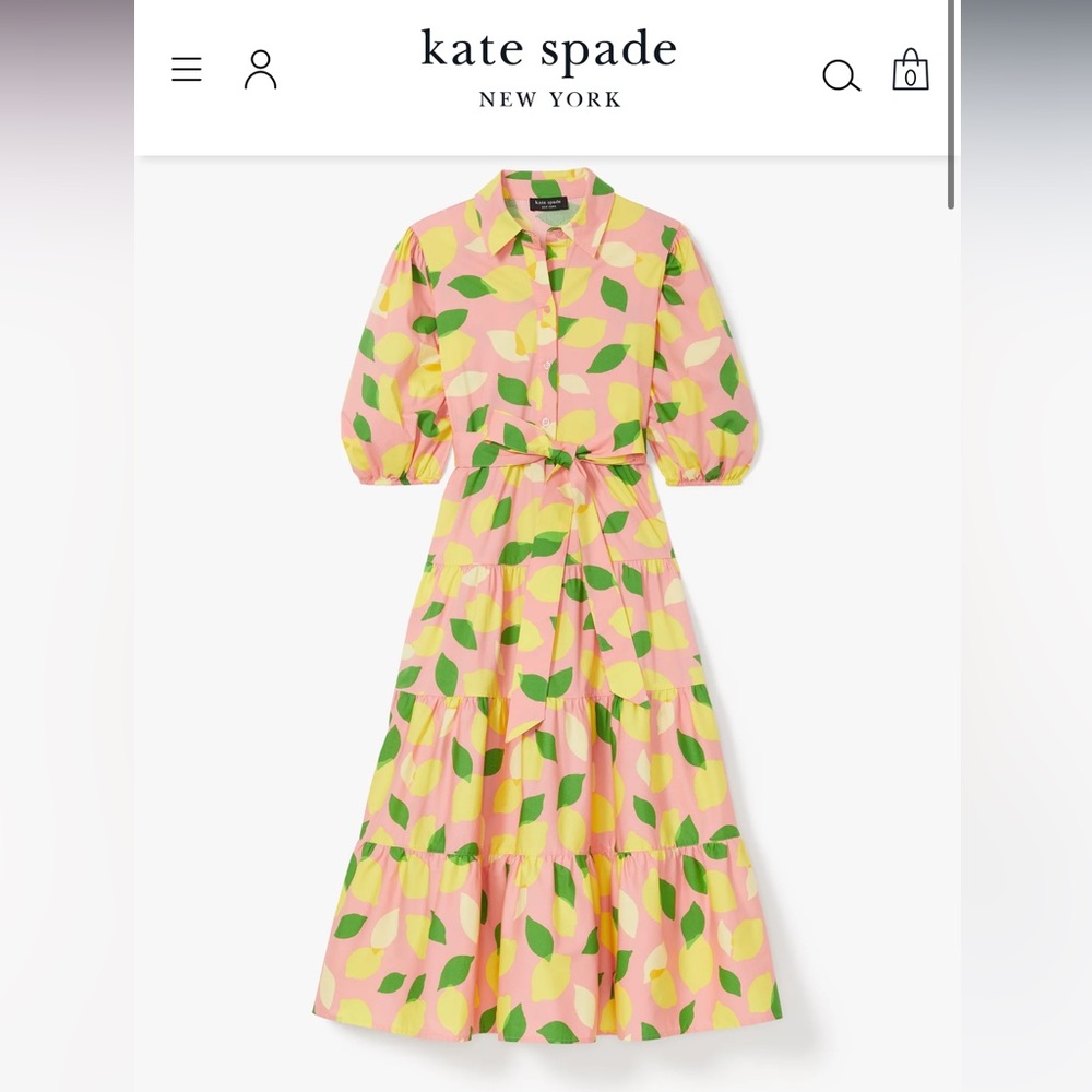 Kate spade lemon toss tie waist shirt dress